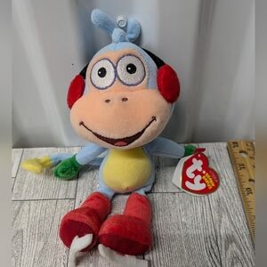 Ty Boots Colorful Plush Monkey with Red and Blue